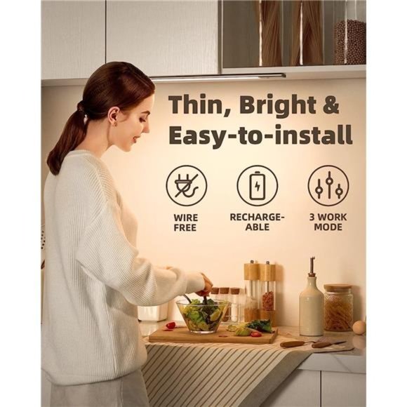 Motion Sensor Cabinet Lights,48LED Detachable Battery Powered Operated Dimmable - Picture 3 of 6